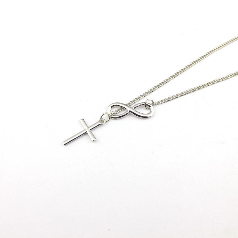 Stylish Short Cross Necklace in Sterling Silver