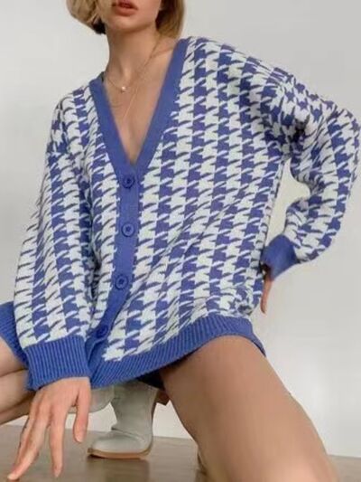 Houndstooth Button Up Long Sleeve 