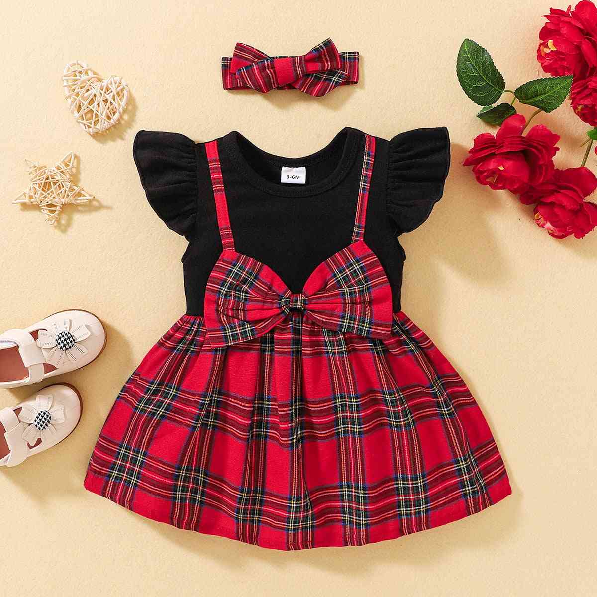 Plaid Bow Detail Round Neck Dress | M.Q,Ship From Overseas