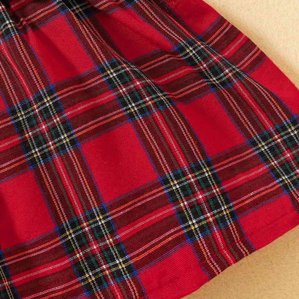 Plaid Bow Detail Round Neck Dress | M.Q,Ship From Overseas