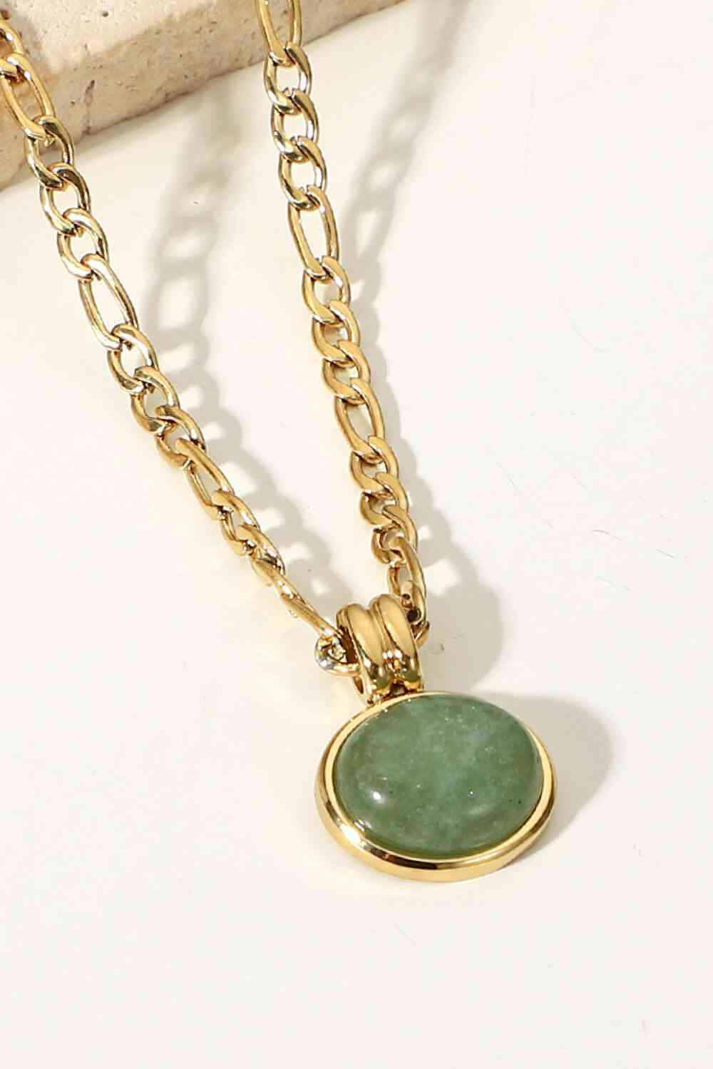 Inlaid Stone Round Pendant Chain Necklace | Jack&Din,Ship From Overseas