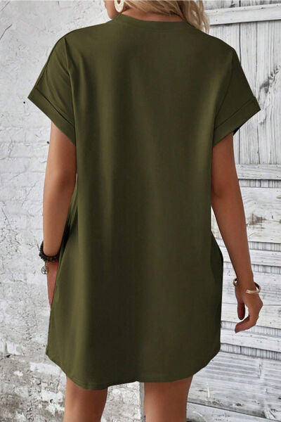 Pocketed Round Neck Short Sleeve Dress