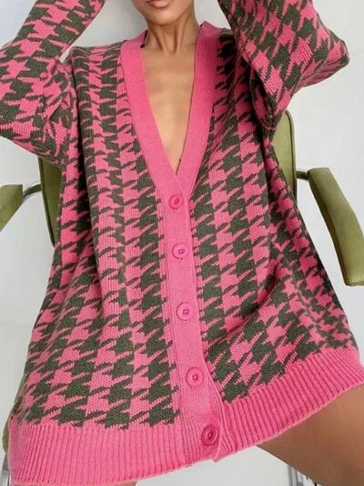 Houndstooth Button Up Long Sleeve 